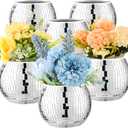 6 Pcs Disco Ball Vase Disco Ball Planter for Centerpieces Disco Ball Decor Flower Vase with Silver Mirror Glass for Wedding, Birthday, Party (3" X 4")