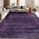 Kokia Abstract Area Rugs 9x12 Bedroom Washable Decor Low Pile Non-Slip Non-Shedding Indoor Carpet Foldable Stain Resistant Floor Mat Living Room Dining Room, Purple Rug, Oslo Dusty