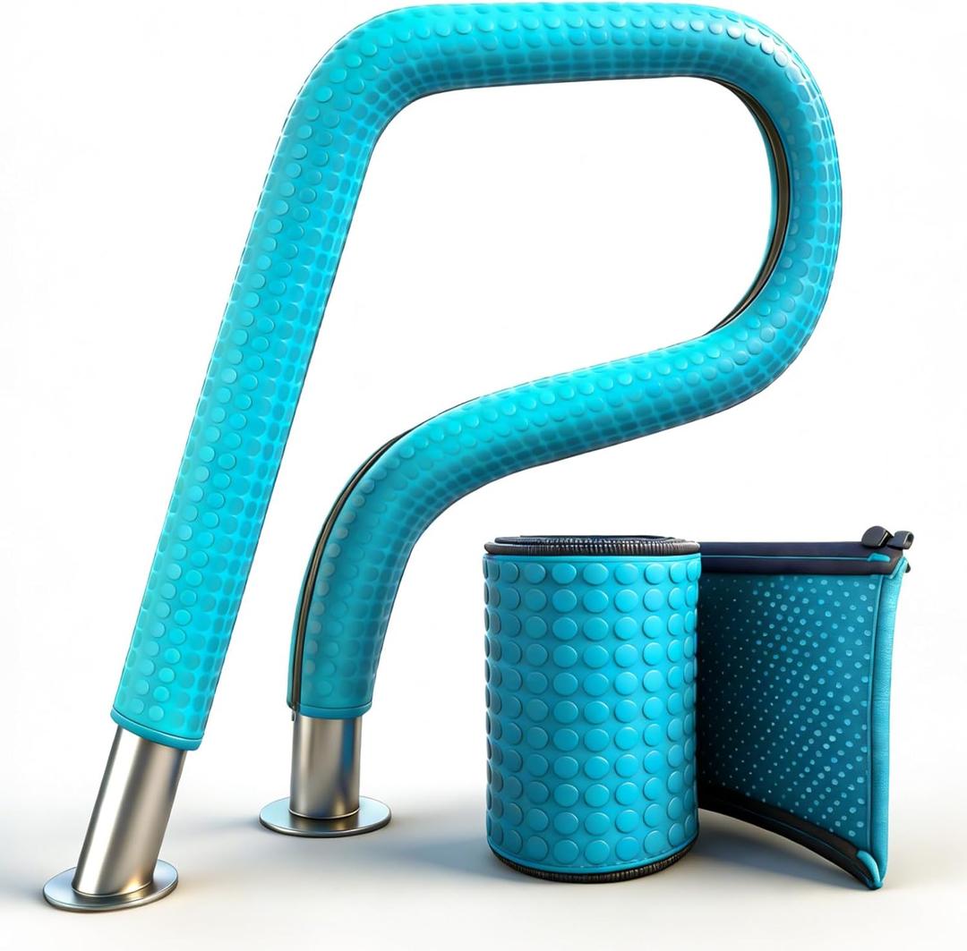 Pool Handrail Cover 6 Feet Cyan Zippered Dual-Side Anti-Slip Neoprene Pool Rail Covers Slip Resistant Pool Handle Rail Cover for Swimming Pool Pool Handle Cover Pool Railing Cover Pool Railing Covers