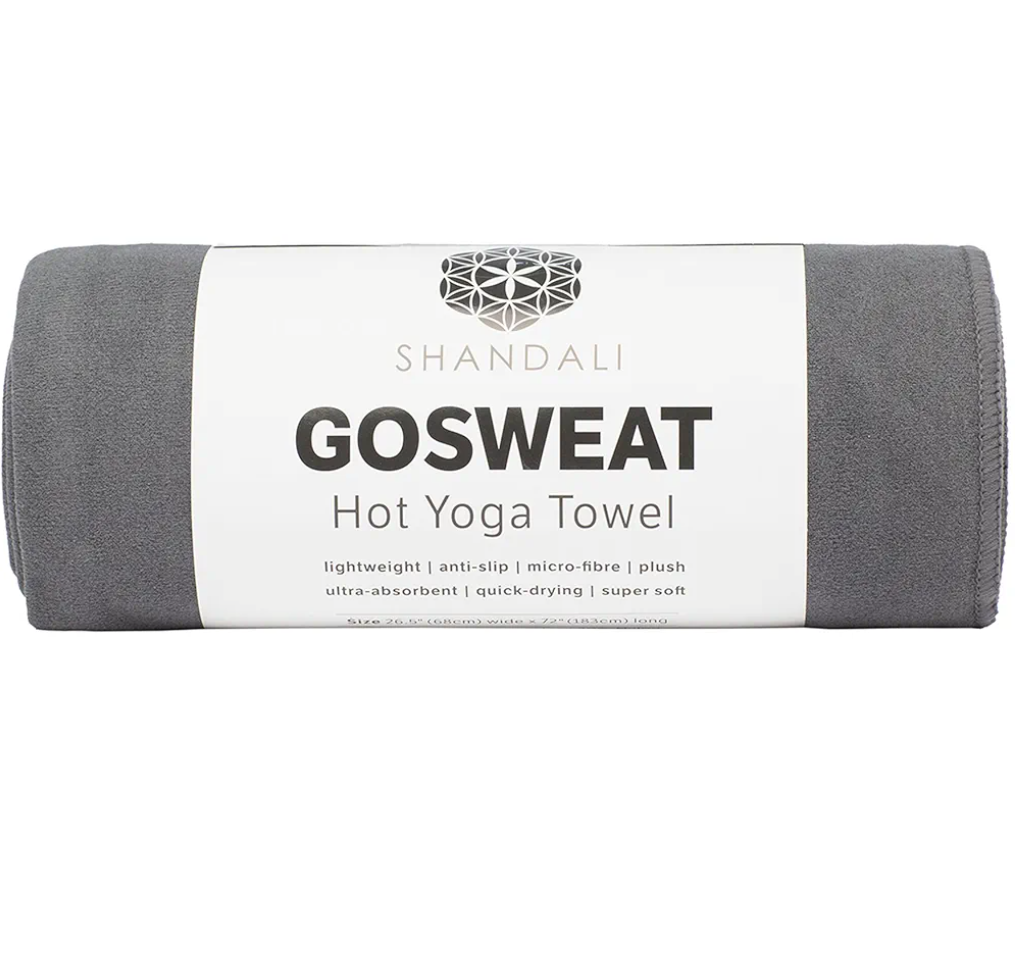 Shandali GoSweat Non-Slip Hot Yoga Towel with Super-Absorbent Soft Suede Microfiber in Many Colors, for Bikram Pilates and Yoga Mat, Color: Grey, Size: 72" x 26.5"