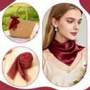 Square Solid Hair Bandana Headband, Women Satin Scarf, Square Silk Like Head Scarf,Vintage Head Scarves, Satin Neck Scarves, Claret