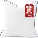 Down Pillow Inserts 20x20, 100% Goose Down Feather Throw Pillows Inserts - Ultra Plush, Decorative Pillow Insert with Soft Cotton Cover for Couch, Sofa, Bed, Living Room (Pack of 1)