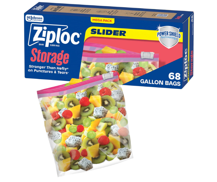 Ziploc Gallon Food Storage Slider Bags, Power Shield Technology for More Durability, 68 Count