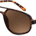 FEISEDY Retro Aviator Sunglasses for Women Men, Classic 70s Plastic Frame, UV400 Sun Glasses B0252 (Grey Leopard Frame & Gradual Brown Lens)