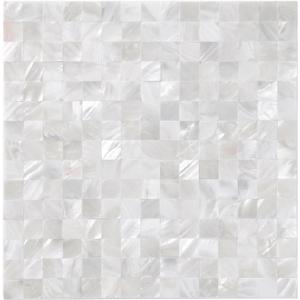 10 - Sheet Pearl Shells Tile Peel and Stick Backsplash, Self Adhesive Wall Tile for Kitchen, Bathroom, Bedroom (11.8"X11.8", White)