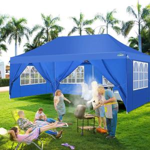 COBIZI 10x20 Pop up Canopy Party Tent,Carry Bag, Portable Instant Gazebo 3 Adjustable Height, Waterproof UV50+, 420D Oxford Cloth,12 Stakes, 6 Ropes, PU1500mm Silver-Coated, for Commercial, Events, Light Blue, 10x20FT