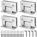 SEUNMUK 4 Pack Glass Door Hinge, 90 Degree Stainless Steel Glass Door Cupboard Showcase Clamp Heavy Duty Shower Door Hinges Replacement Part Wall-to-Glass, Fits 8-12mm Glass, Brushed Nickel