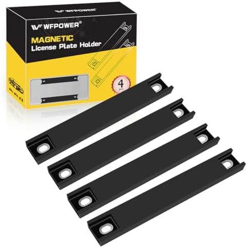 4 Pack License Plate Magnet, Premium Rubber Coated Magnetic License Plate Holder, Black Dealership Demo Tag Test Drives Temp Holder for Car Dealer Magnet License Plate, No Scratch for Car