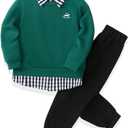 KIDLAGA Toddler Boy Clothes Long Sleeve Sweatshirt Tops and Pants Boys 2-Piece Kids Winter Outfits, 5-6Y