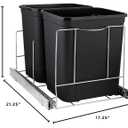 HOLDN STORAGE Pull Out Double Trash Can Under Cabinet - Two 7 Gallon Trash Can Included, Adjustable, Heavy Duty, 17 Wide Cabinet Opening - Anti Rust Chrome Finish