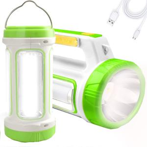 SUYOOULIN Solar Rechargeable LED Flashlight Lantern, Super Bright 10000LM Handheld LED Spotlight Searchlight, Multifunction Camping Lantern Work Light, 5 Light Modes, Waterproof for Emergency, Home (Green)