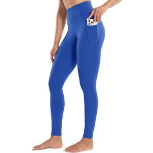 ENERBLOOM Workout Leggings with Pockets for Women High Waist Yoga Pants 25"/28" Cream Soft Lightweight Athletic Gym Tights M
