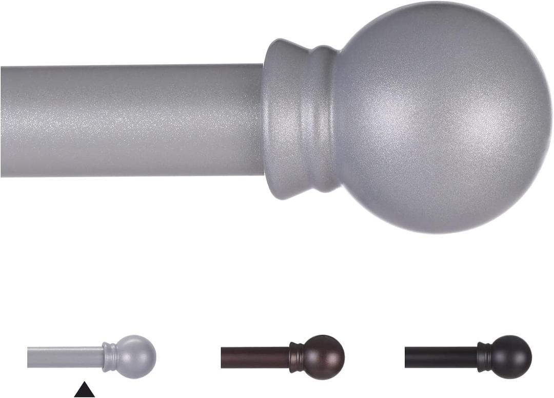 Curtain Rods for Windows 48 to 84-92 inch, 5/8" Brushed Nickel Curtain Rod, Stainless Steel Small Curtain Rods for Bedroom, Living Room,Kitchen,Farmhouse, Outdoor Curtain Rod Silver