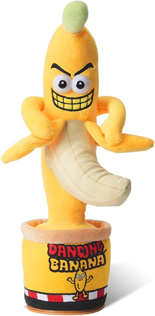 Funny Interactive Dancing Talking Banana Toy, Puppy Gifts Mimicking, Recording Repeating What You Say, Hilarious Laughs, Novelty Gag Gift for Pets Adults Friends Coworkers Office, Adjustable Volume