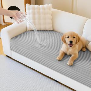 MYSKY HOME 100% Waterproof Couch Cover, Couch Covers for Dogs Washable, Non Slip Couch Covers for 3 Cushion Sofa Pet Friendly, Sofa Covers Furniture Protector, Dog Bed Cover, Light Grey, 35"x82.7"