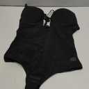 Decorus Women's Low Back Shapewear Tummy Control Deep V Neck Backless Body Shaper Plunge Thong Bridal Bodysuit Built in Bra (Medium, Black)