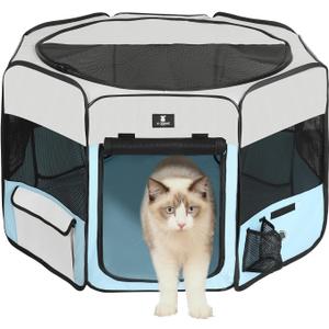 X-ZONE PET Dog Playpen Portable Pet Play Pens for Puppies, Cat, Rabbit, Chicks, Foldable Exercise Play Tent Kennel Crate, Indoor/Outdoor Travel Camping Blue Small