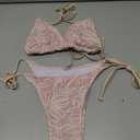 RoseSeek Women's 2 Piece Floral Bikini Sets Halter Triangle Bathing Suits Thongs Swimsuits Cheeky Swimwear Beach Outfits Pink Small