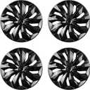 Hubcaps Wheel Cover Replacement Size R14 Hub Cap Universal-Fit Steel Wheels Rims Cover ABS Tire Caps for Most Car Truck Sedan SUV -Set of 414-inchBlack