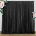 10 ft x 7 ft Wrinkle Free Black Backdrop Curtain for Parties, Polyester Photo Drapes for Graduation Birthday Wedding Party Stage, Black Background for Backdrop Stand (5'(W) x 7'(H), 2 panels)