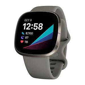 Fitbit Sense Advanced Smartwatch with Tools for Heart Health, Stress Management & Skin Temperature Trends, Sage Grey/Silver, One Size (S & L Bands Included)