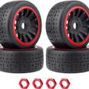 HobbyPark 17mm Hex Pre-Glued 42/100 2.9 Belted Tires and Wheels RC Street Tire with Foam Inserts for 6s High Speed Runs fit for 1/7 Arrma Infraction Felony 6S BLX Limitless 1/8 Typhon 6S 3S (Set of 4)