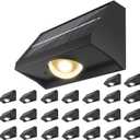 Solar Fence Lights Outdoor Waterproof High Brightness LED Spot Lens Deck Lights 7 Mode Warm & Cool White RGB Solar Powered Wall Lighting Decor for Outside Patio Step Backyard Railing Pool - 24 Pack (Black)
