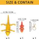 3D Printed Bearded Dragon Animals Set 7 Inch Medium + Mini Lizard Keychain, Hand-Painted Cute Eyes Realistic Reptile Accessories with Full Articulated, Unique Fidget, Gold