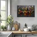 iHAPPYWALL Large Kitchen Pictures Wall Decor Couful Spice in Spoon Vintage Canvas Wall Art Food Photos Painting On Canvas Stretched and Framed for Home Decoration Gift Ready to Hang 24x36inch