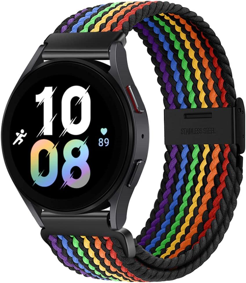 20mm Sport Loop Band Compatible With Samsung Galaxy Watch 7 6 5 4 40mm 44mm/Watch 5 Pro 45mm/Galaxy Watch 4 6 Classic 42mm 46mm 43mm 47mm/Watch 3 41mm/Active 2 Nylon Braided Strap for Women Men (Rainbow-Black) 20mm Sport Loop Band Compatible With Samsung Galaxy Watch 7 6 5 4 40mm 44mm/Watch 5 Pro 45mm/Galaxy Watch 4 6 Classic 42mm 46mm 43mm 47mm/Watch 3 41mm/Active 2 Nylon Braided Strap for Women Men (Rainbow-Black)
