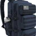 Military Tactical Backpack 50L Large Day Backpack for Men Molle Army 3 Days Assault Pack Bug Out Bag Water Resistant and Heavy Duty Hiking Treeking Rucksack - Dark Blue