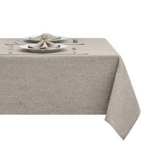 HomeJoy Rectangle Table Cloth Linen Farmhouse Stainproof Waterproof Washable Polyester Oblong Rectangular Fabric Table Cover for Kitchen Dining Dinner(Flaxen/60x104 Inch)