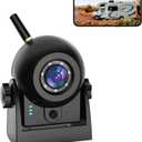 Magnetic Wireless Backup Camera-WiFi Reversing Camera with Rechargeable Battery, IP68 Waterproof, 1-min Installation, for Hitching Gooseneck Horse Trailer/Boat/RV/Pickup/Truck/Minivan