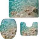 Flashideas Starfish Shell 3 Piece Bathroom Rug Set Non Slip Contour Mat Toilet Lid Cover and Bath Rug Absorbent Bath Mat Set Bath Mats Shower Mats Bath Rug Mat for Tub Toilet Bathroom