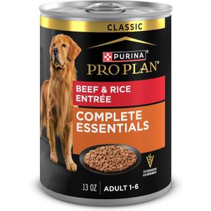 Purina Pro Plan Complete Essentials Classic Pate Dog Food, Beef and Rice Entre - (Pack of 12) 13 oz. Cans EXP: July 2027