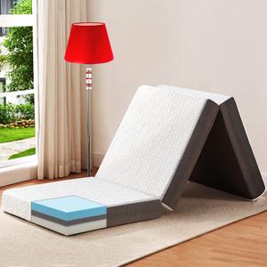 BedLuxury 4 Inch Tri Folding Mattress Queen Size with Storage Bag, Foldable Memory Foam Topper Portable Floor Guest Bed with Removable Cover, Breathable Washable