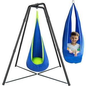 Swing Stand Frame with Sensory/Pod Chair, X-Shaped Swing Set, Metal Hammock Chair Stand for for Kids and Adults Indoor and Outdoor 350LBS