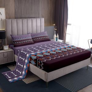 Feelyou Purple Boho Sheets Twin Size with 1 Pillow Case Geometric Bed Sheet Set Geometry Bedding Set Morden Bohemian Bed Sheets for Boys Girls Kids Adults (Multi 04)