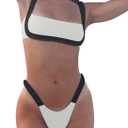 WODECASA Women's Colorblock Bikini Set Square Neck High Cut Cheeky Sexy Two Piece Swimsuit Bathing Suit (151 White)