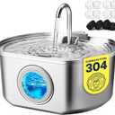 Cat Water Fountain Stainless Steel: 108oz/3.2L Cat Fountain for Drinking - Pet Water Fountain Inside - Automatic Dog Watering Dispenser Bowl - Pet Feeding & Watering Supplies - Water Level Window