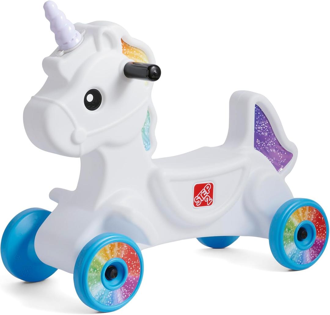 Step2 Unicorn Ride-On Car for Kids, Roller Coaster Compatible Toddler Ride-On Toy with Lights and Sounds