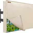 Outdoor TV Cover 52-55 Inch, IC ICLOVER 600D Heavy Duty 4 Season Weatherproof TV Screen Protector with Waterproof Zipper & Remote Control Pocket, Outside Television Cover for LED, LCD, OLED TVs (Beige)