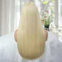 Long Blonde Wig with Bangs Straight Wigs for Women Matte Natural Hair Blond Wig Heat Resistant Synthetic wig for Girls Daily Party Cosplay Halloween Costume Use 24 Inch (Blonde)