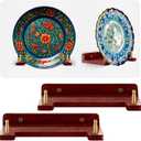 Chunful 2 Pieces Wall Plate Hanger for 6-16 Inch Plates Acacia Wood & Brass Decorative Wall Mount Display Holder for Displaying, Picture Frames, Certificates, and Artwork in Home Decor