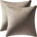 DEZENE Decorative Pillow Covers 22x22 Taupe: 2 Pack Cozy Soft Velvet Square Throw Pillow Cases for Farmhouse Home Decor