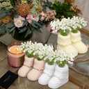 Chicingyou 3 Set Baby Shower Table Decorations Crochet Knitted Baby Booties Bulk with Dried Pampas Grass Bouquet Boho Table Centerpieces Gender Reveal Party Decor
