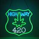 Highway 420 Neon Sign, Neon Lights Hanging Wall Art Decoration for Restaurant Store Shop Cafe Bar Pub Market Men Cave Party Home Decor, USB Powered Ultra Bright Dimmable,12.6 * 12.6inch