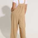 RITERA Plus Size Romper For Curvy Women Sleeveless Jumpsuits Loose Adjustable Strap Long Wide Leg Pant Pocket Casual XL-5XL (Beige, XXXL)