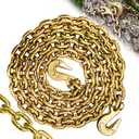 G80 Transport Binder Chain 3/8 Inchx15 Foot Log Chain with Safety Grab Hooks Heavy Duty Chain with 7100 Lbs Safe Working Load Secure Tow Tie Down Truck Equipment for Gooseneck Couplers