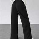 Women's Wide Leg Pants Straight Drawstring Elastic Waisted Baggy Mid Rise Casual Trousers, Size: Small